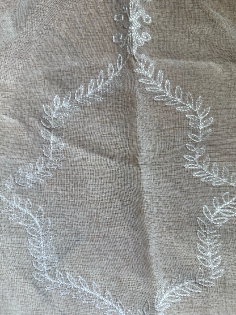 Sheer Embroidered Window Panel in white with Grommet Top (2 panels)